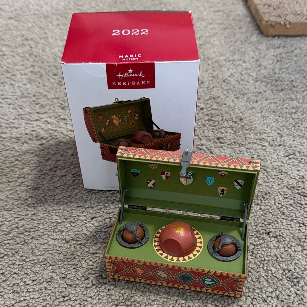 Harry Potter Quidditch Hallmark Keepsake Ornament Box with Red and Green Accents